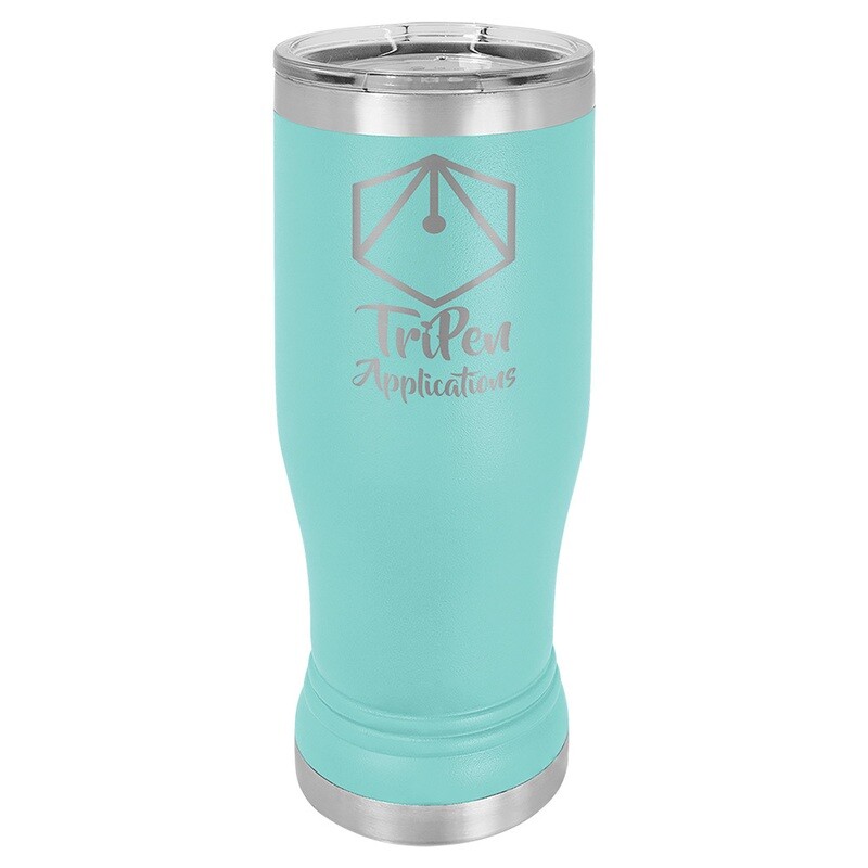 Beverage Tumblers - 14oz Teal Pilsner Tumbler with Lid