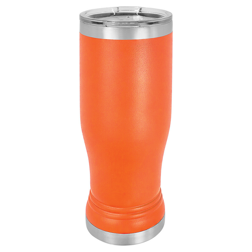 Beverage Tumblers - 14oz Orange Pilsner Tumbler with Lid