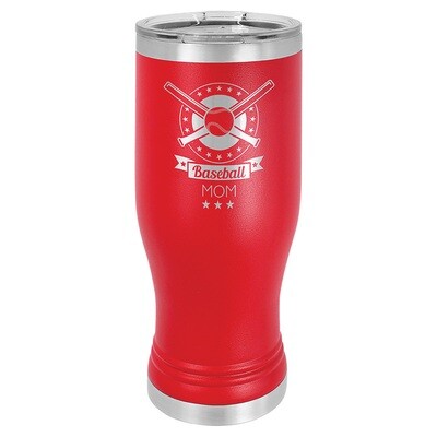 Beverage Tumblers - 20oz Red Pilsner Tumbler with Lid