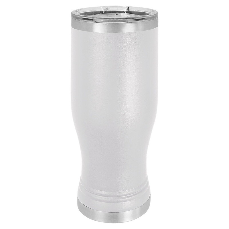 Beverage Tumblers - 20oz White Pilsner Tumbler with Lid