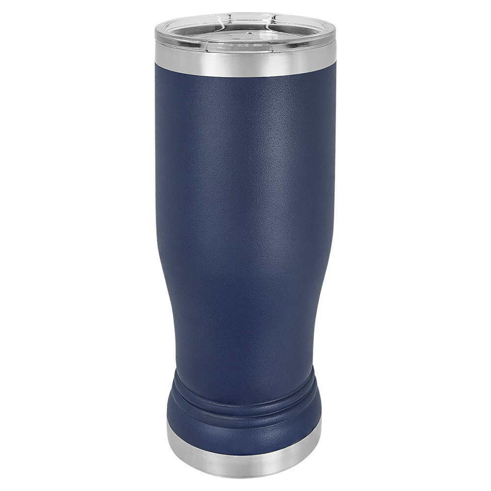 Beverage Tumblers - 14oz Navy Blue Pilsner Tumbler with Lid