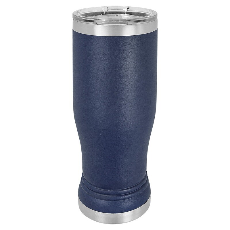 Beverage Tumblers - 14oz Navy Blue Pilsner Tumbler with Lid
