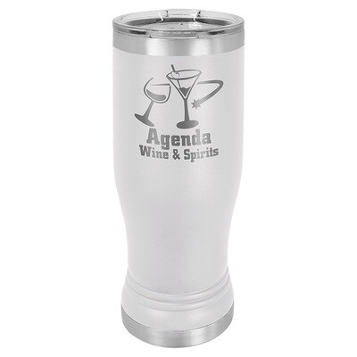 Beverage Tumblers - 14oz White Pilsner Tumbler with Lid