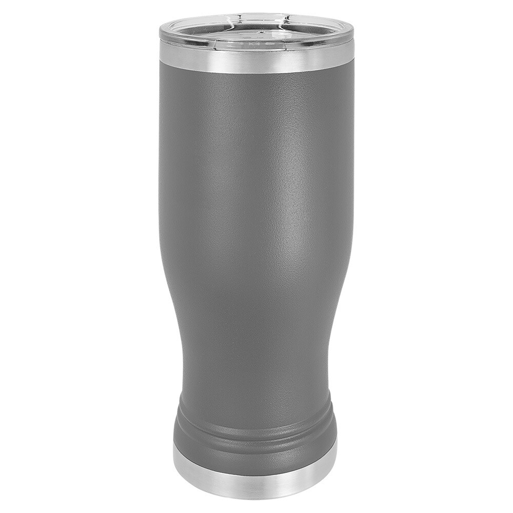 Beverage Tumblers - 20oz Gray Pilsner Tumbler with Lid