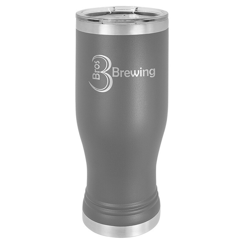 Beverage Tumblers - 20oz Gray Pilsner Tumbler with Lid