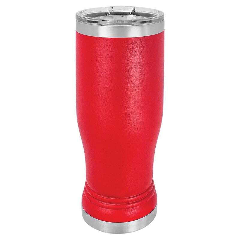 Beverage Tumblers - 14oz Red Pilsner Tumbler with Lid