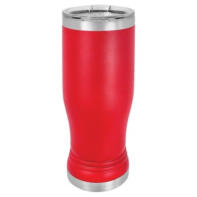 Beverage Tumblers - 14oz Red Pilsner Tumbler with Lid