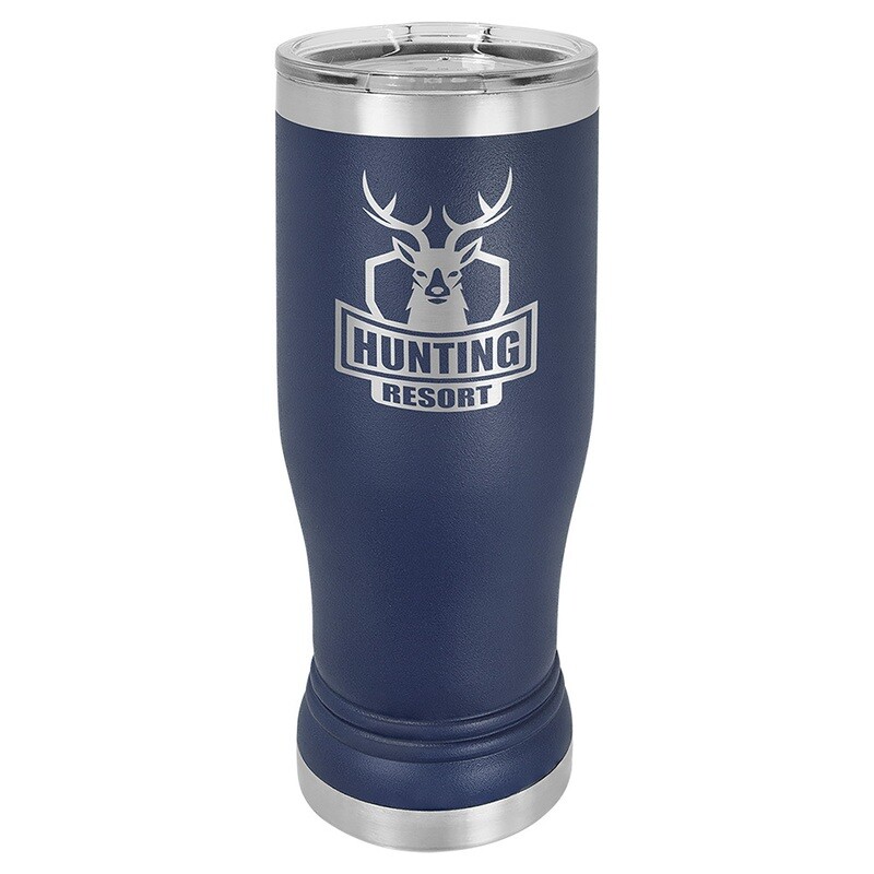 Beverage Tumblers - 14oz Navy Blue Pilsner Tumbler with Lid