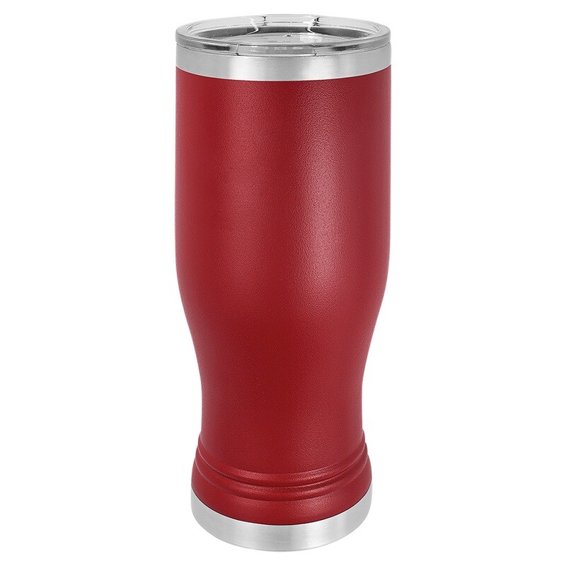 Beverage Tumblers - 20oz Maroon Pilsner Tumbler with Lid