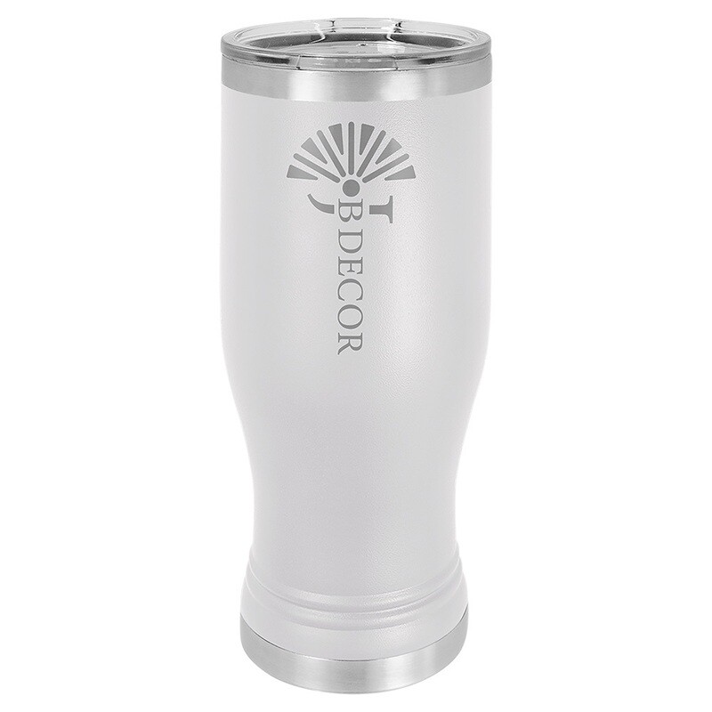 Beverage Tumblers - 20oz White Pilsner Tumbler with Lid