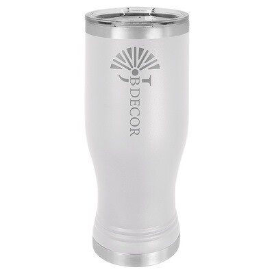 Beverage Tumblers - 20oz White Pilsner Tumbler with Lid