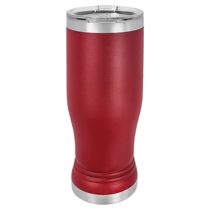 Beverage Tumblers - 14oz Maroon Pilsner Tumbler with Lid