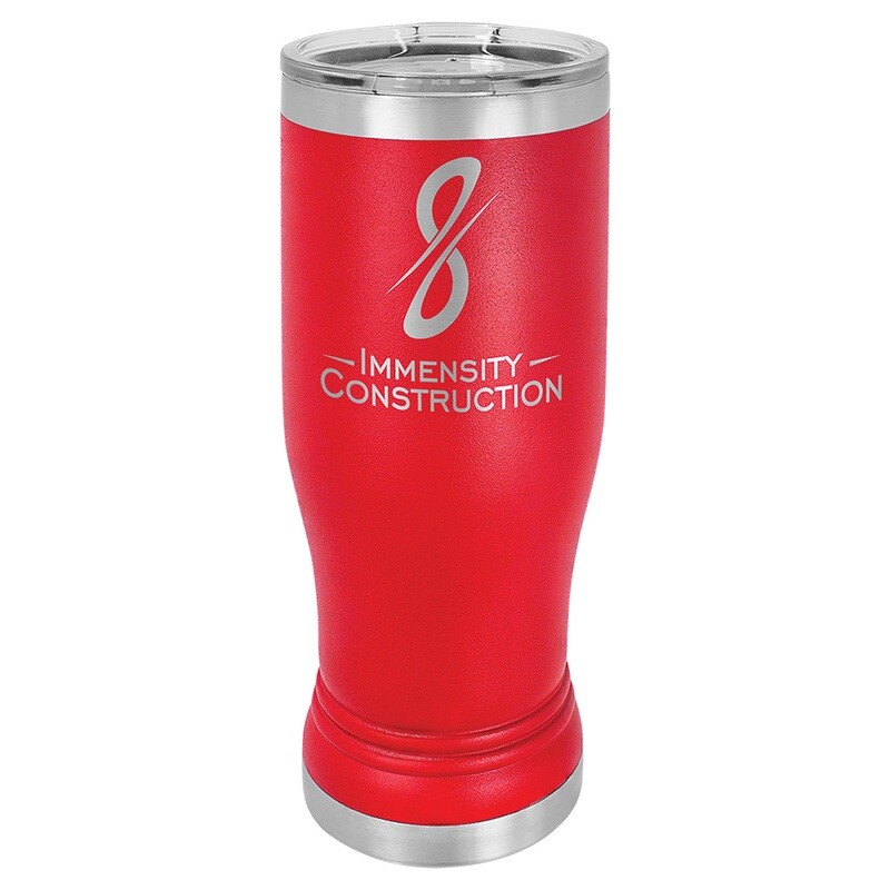 Beverage Tumblers - 14oz Red Pilsner Tumbler with Lid