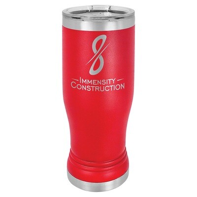 Beverage Tumblers - 14oz Red Pilsner Tumbler with Lid