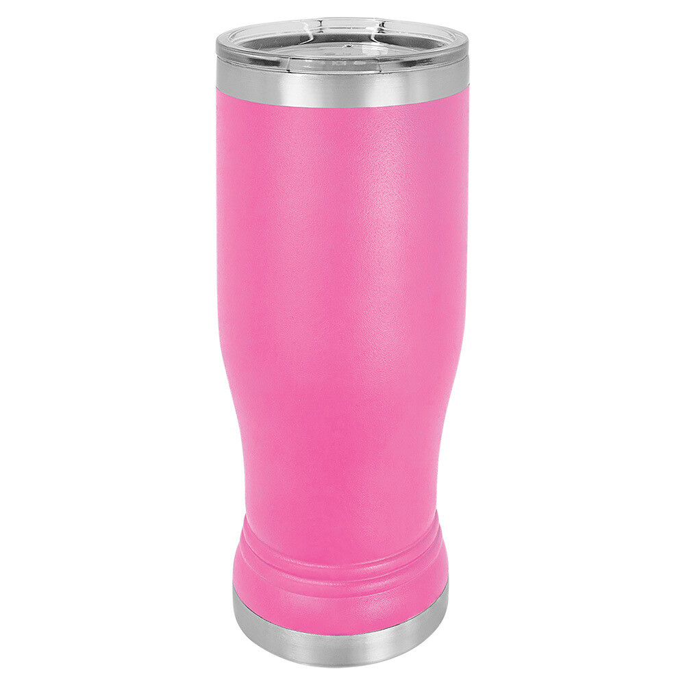 Beverage Tumblers - 14oz Pink Pilsner Tumbler with Lid