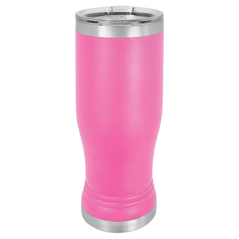 Beverage Tumblers - 14oz Pink Pilsner Tumbler with Lid