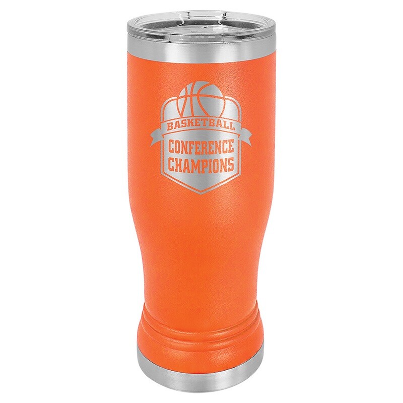Beverage Tumblers - 14oz Orange Pilsner Tumbler with Lid