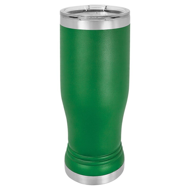 Beverage Tumblers - 14oz Green Pilsner Tumbler with Lid