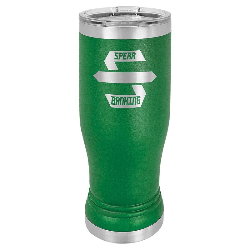 Beverage Tumblers - 14oz Green Pilsner Tumbler with Lid
