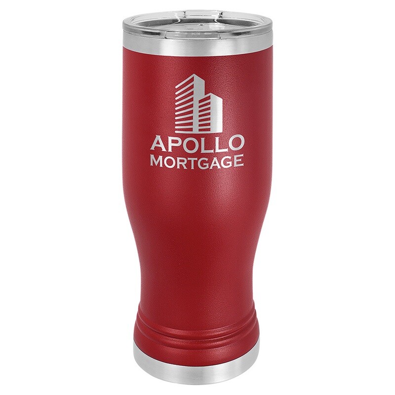 Beverage Tumblers - 20oz Maroon Pilsner Tumbler with Lid