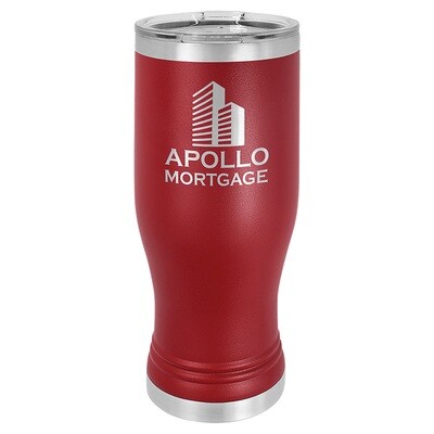Beverage Tumblers - 20oz Maroon Pilsner Tumbler with Lid