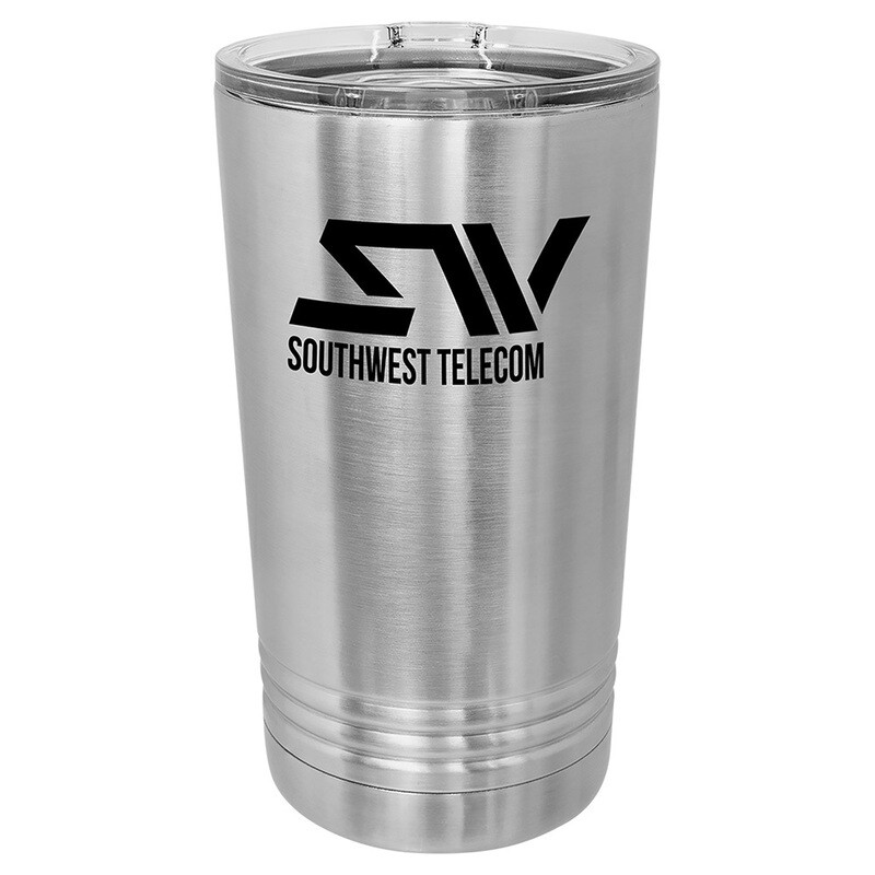 Beverage Tumblers - 16oz Stainless Steel Pint Tumbler with Sliding Lid