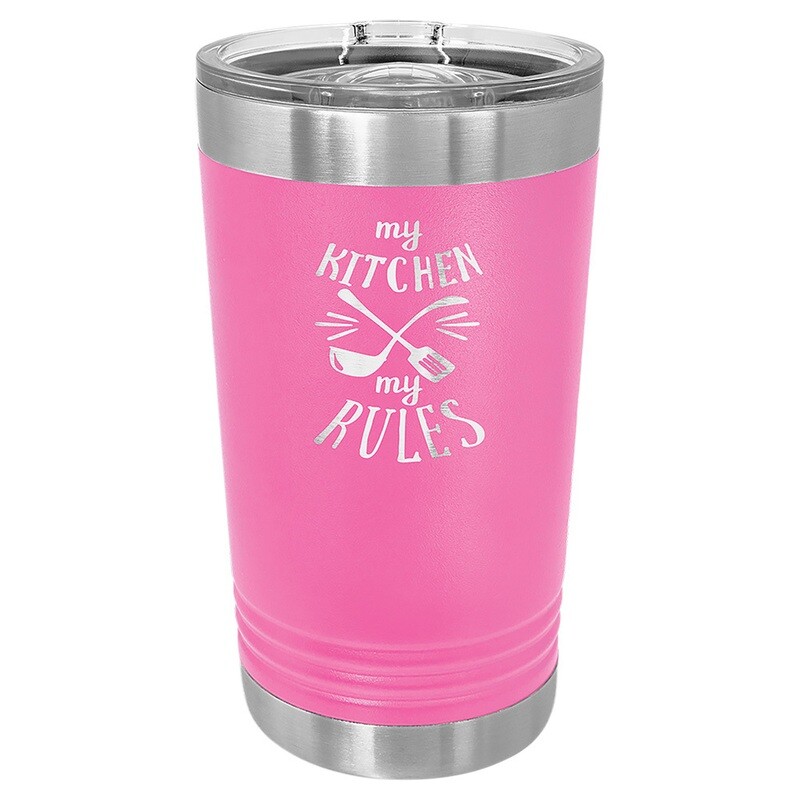 Beverage Tumblers - 16oz Pink Pint Tumbler with Sliding Lid