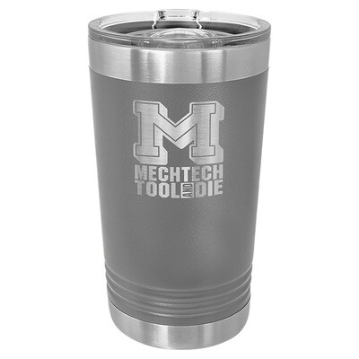Beverage Tumblers - 16oz Gray Pint Tumbler with Sliding Lid