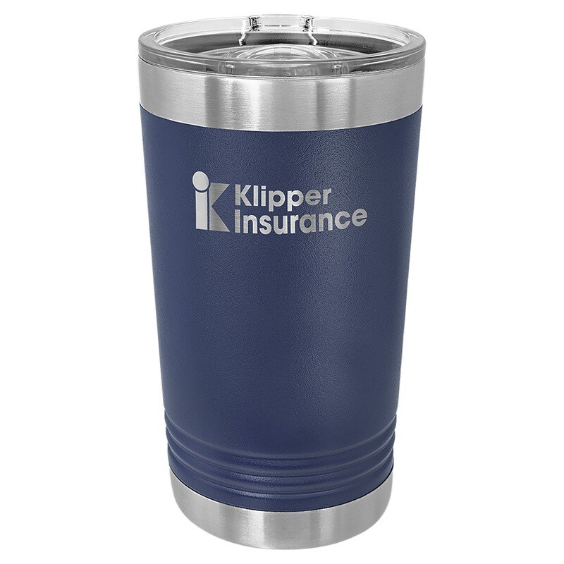 Beverage Tumblers - 16oz Navy Blue Pint Tumbler with Sliding Lid