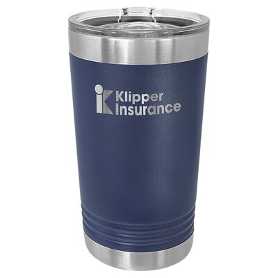 Beverage Tumblers - 16oz Navy Blue Pint Tumbler with Sliding Lid
