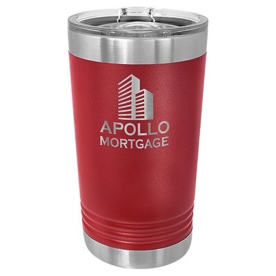 Beverage Tumblers - 16oz Maroon Pint Tumbler with Sliding Lid
