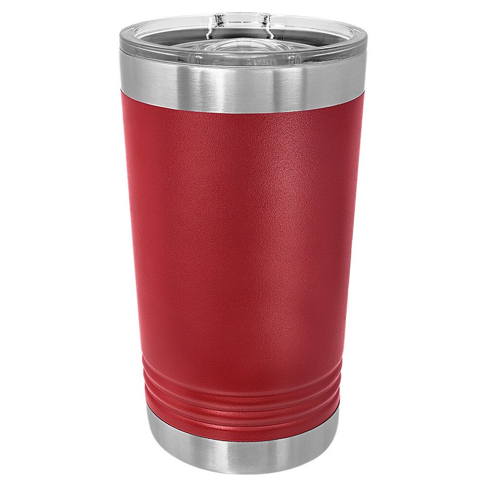Beverage Tumblers - 16oz Maroon Pint Tumbler with Sliding Lid