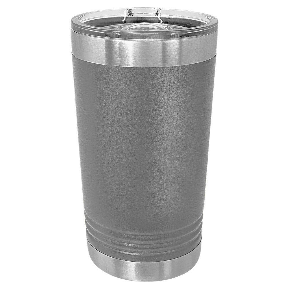 Beverage Tumblers - 16oz Gray Pint Tumbler with Sliding Lid