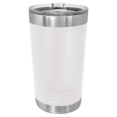 Beverage Tumblers - 16oz White Pint Tumbler with Sliding Lid