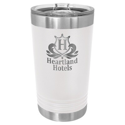 Beverage Tumblers - 16oz White Pint Tumbler with Sliding Lid