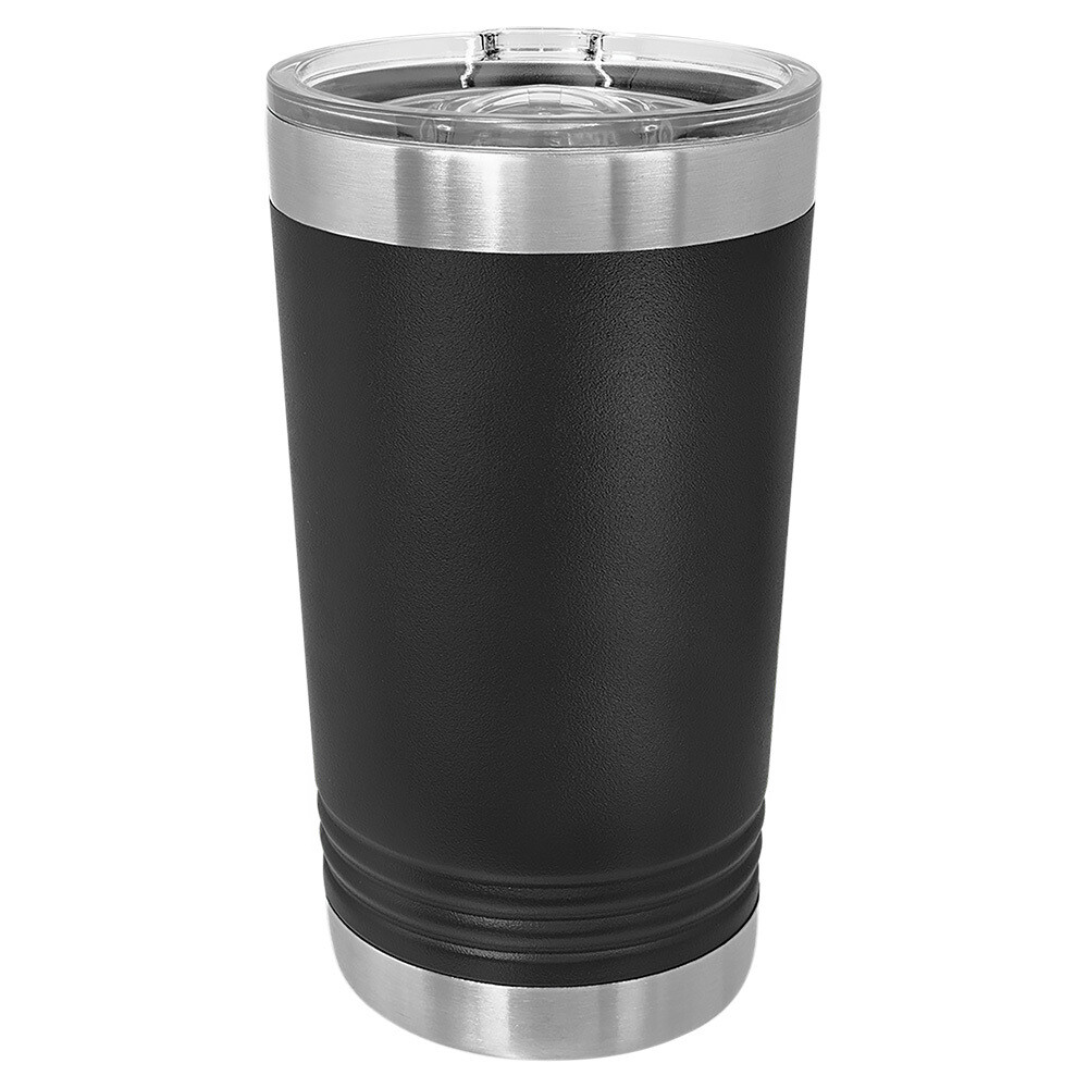 Beverage Tumblers - 16oz Black Pint Tumbler with Sliding Lid