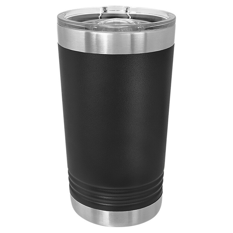 Beverage Tumblers - 16oz Black Pint Tumbler with Sliding Lid