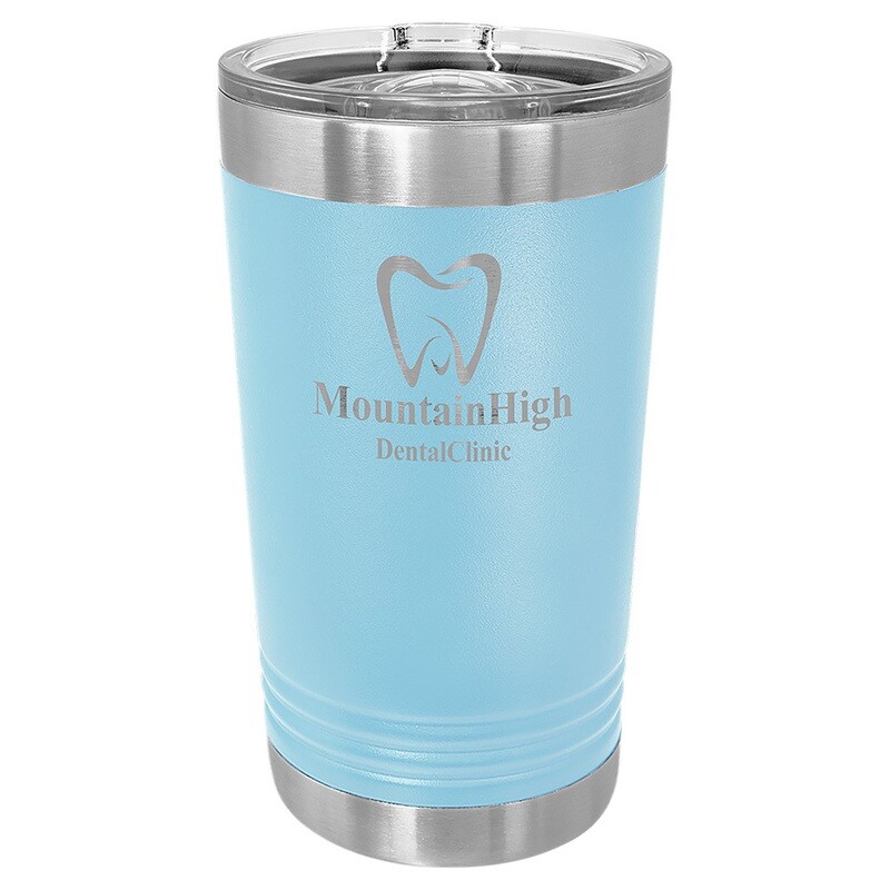 Beverage Tumblers - 16oz Light Blue Pint Tumbler with Sliding Lid