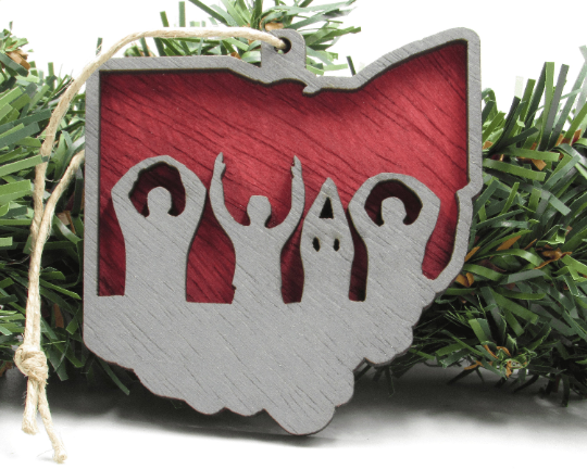 Ohio State O-H-I-O Wooden Rustic Christmas Ornament