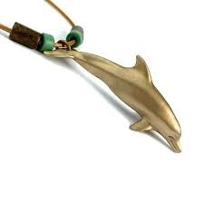 Trident Dolphin Necklace Antique Brass