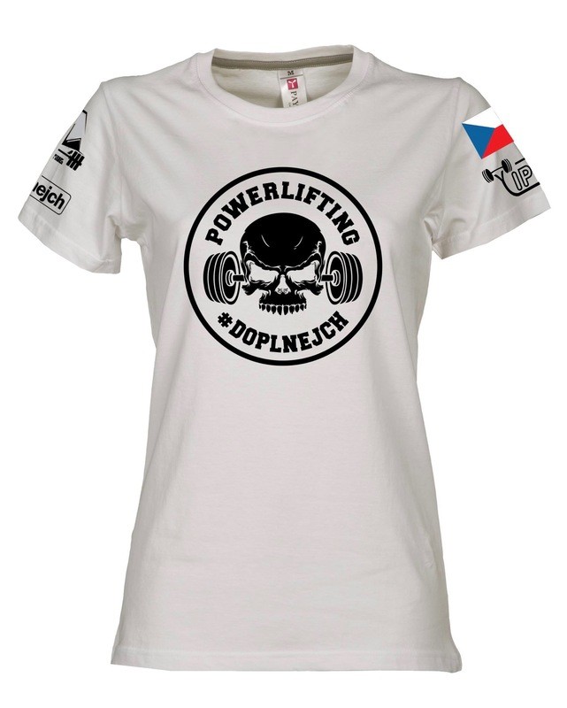 Triko Doplnejch powerlifting dámské bílé s potiskem na zádech