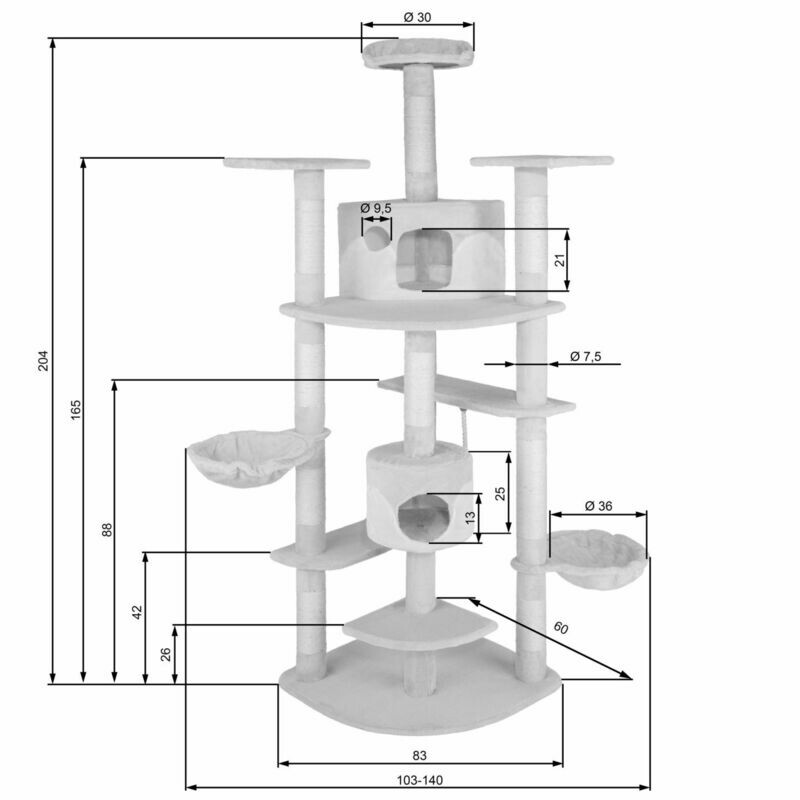 Mačje drevo - Praskalnik Neli 204 cm - več barv