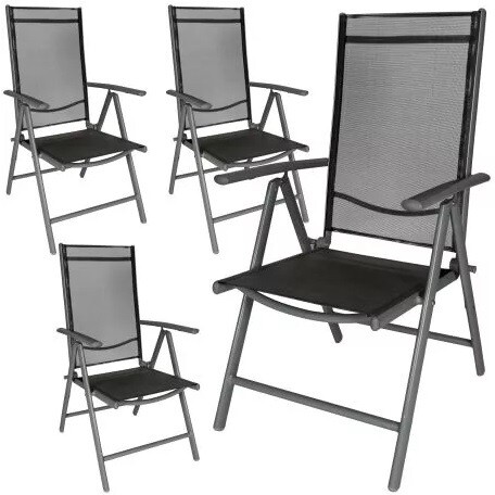 PAKET 4 - Zložljivi Aluminijasti vrtni stoli črni / antracit / sivi