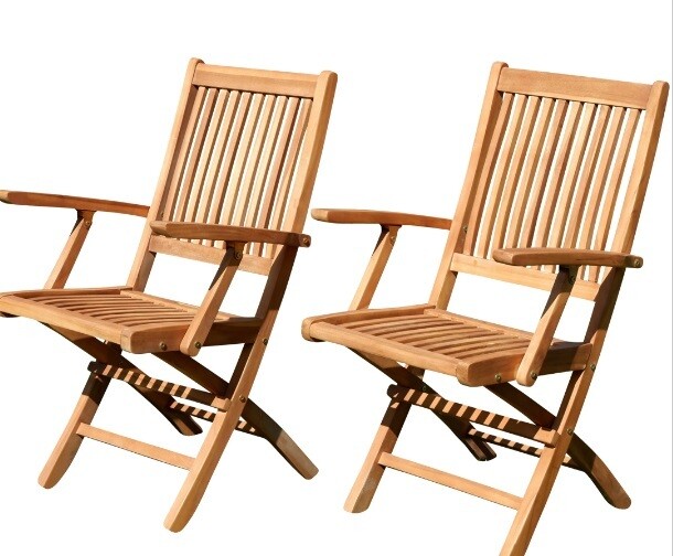 TEAK SET JAV AVES  2 x ZLOŽLJIVI STOL z nasloni za roke