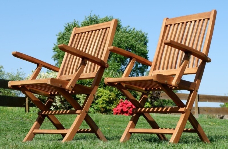 TEAK SET JAV AVES  2 x ZLOŽLJIVI STOL z nasloni za roke