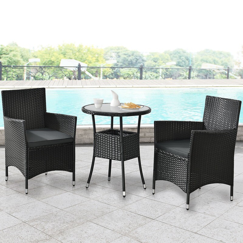 Balkonski komplet Polyrattan Bayamo črno/siv
