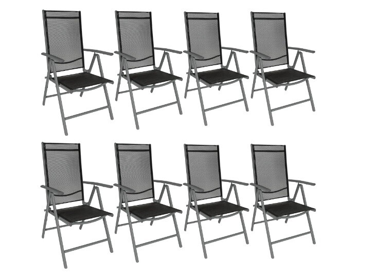 PAKET 8 - Zložljivi Aluminijasti vrtni stoli črni / antracit / sivi