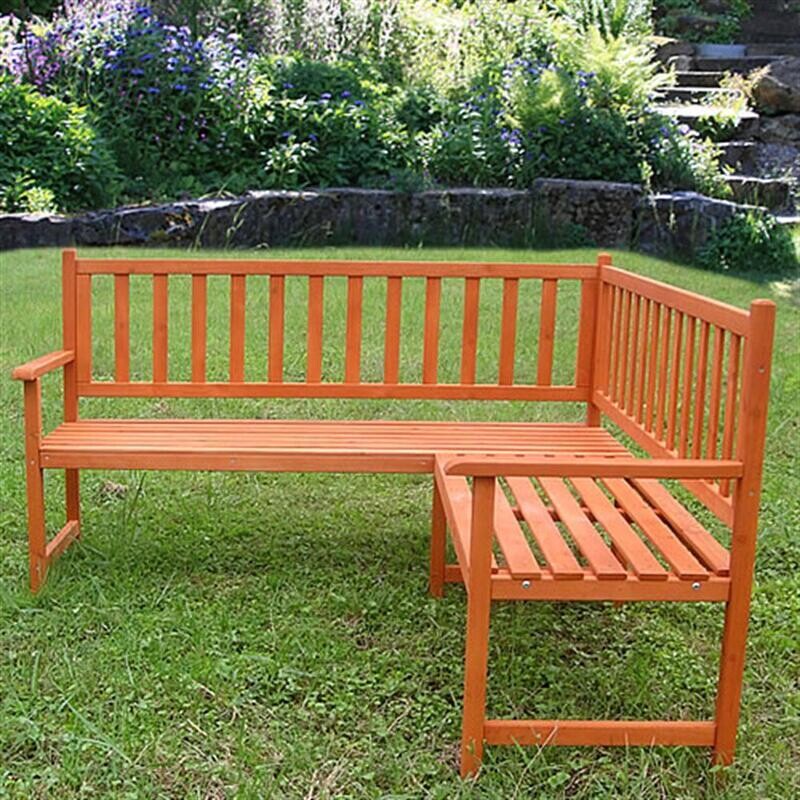 Lesena kotna vrtna klop 149 x 149 x 86 cm