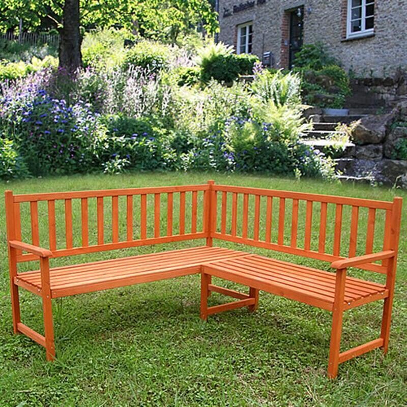 Lesena kotna vrtna klop 149 x 149 x 86 cm