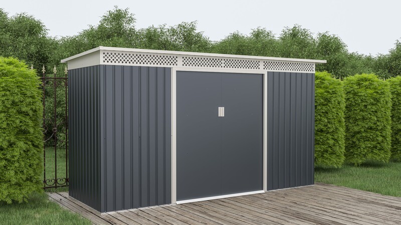 Vrtna kovinska hiška-uta-lopa 4,82 m² - 3,4 m x 1,42 m - ANTRAZIT